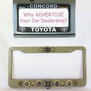 License Plate Frame Gold Hammer Look Embellished Hand Crafted.....126
